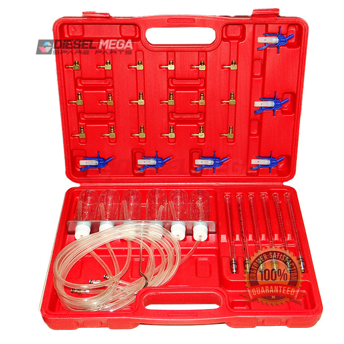 Injector Backflow Measurement Kit Over Vehicle for Accurate Backflow Measurement in Diesel Injectors
